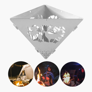 户外三角篝火炉吊架烧烤不锈钢露营篝火吊台野炊柴火炉便捷炭火炉
