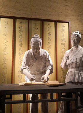 热销玻璃钢仿铜造纸术主题雕塑四大发明蔡伦造纸流程景观小品毕昇