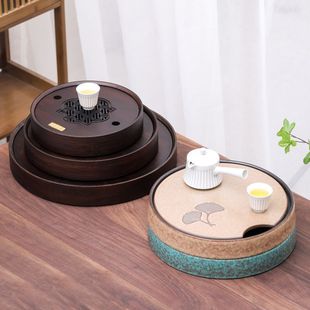 干泡盘茶具椭圆形实木茶海新中式 茶盘家用竹小型茶台茶托盘储水式