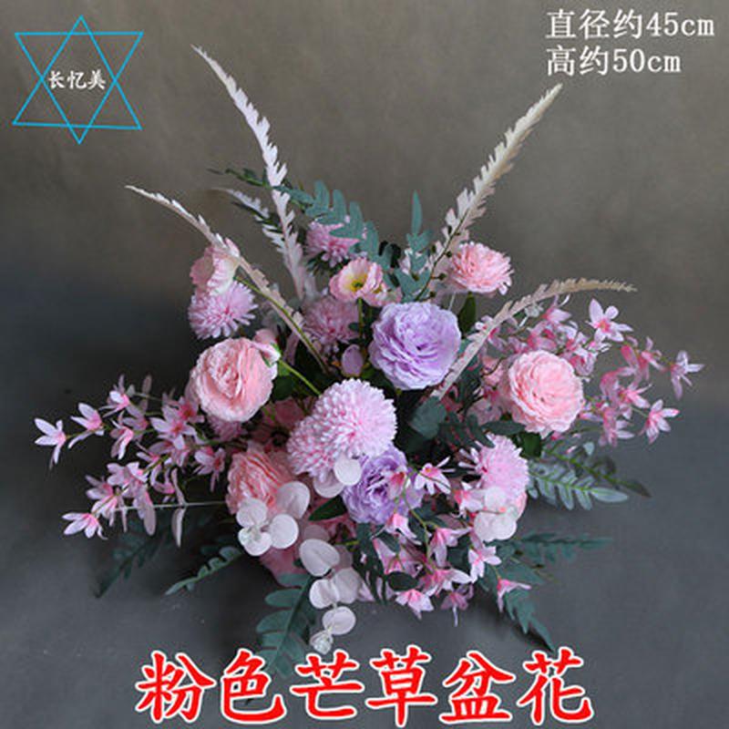 婚庆路引花盆花婚t台舞台背景迎宾花桌花花球礼堂花点宴会厅装饰