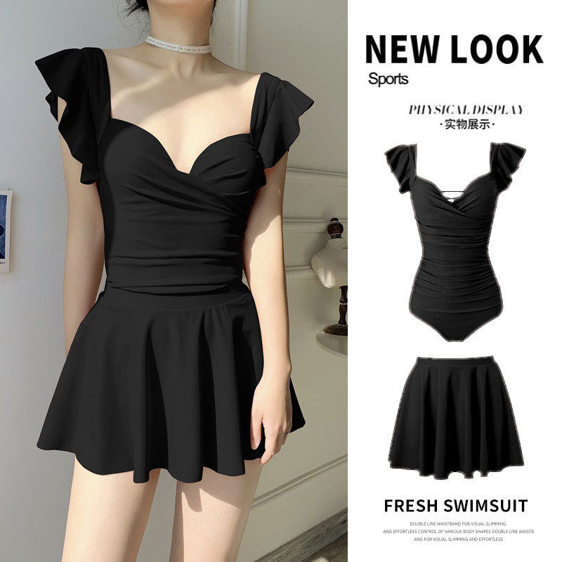 2024新款泳衣女连体保守遮肚显瘦夏季带钢圈裙式高级感度假泡温泉