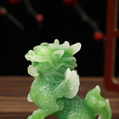 家居装饰客厅招财麒麟摆台办公室前台摆件店铺开业礼树脂工艺品