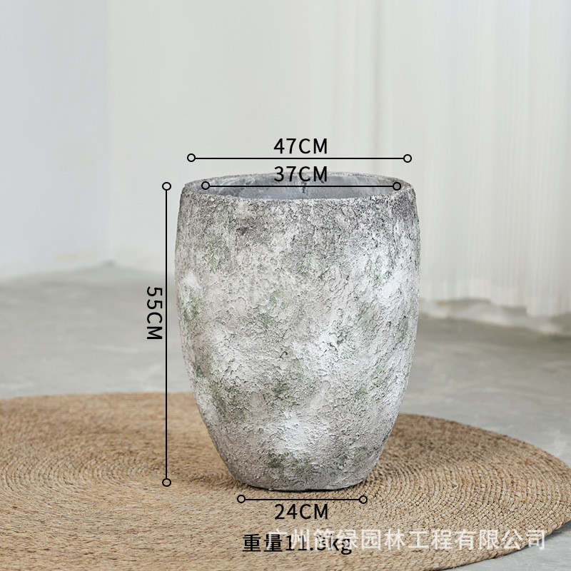 北欧创意鸭脚木大花盆户外庭院圆形新款艺术水泥特大号轻奢高级感