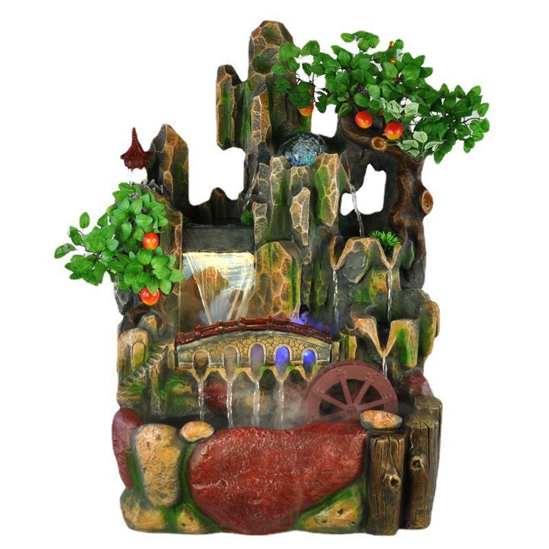 树脂流喷泉水帘室内水幕墙办公室客厅玄关景观落地招财摆件