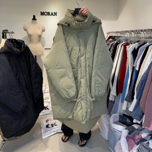 韩国东大门代购大板型羽绒服女2025冬季连帽前短后长宽松鸭绒外套