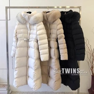 韩国东大门代购狐狸毛领修身长款羽绒服2025冬季加厚暖鸭绒外套女