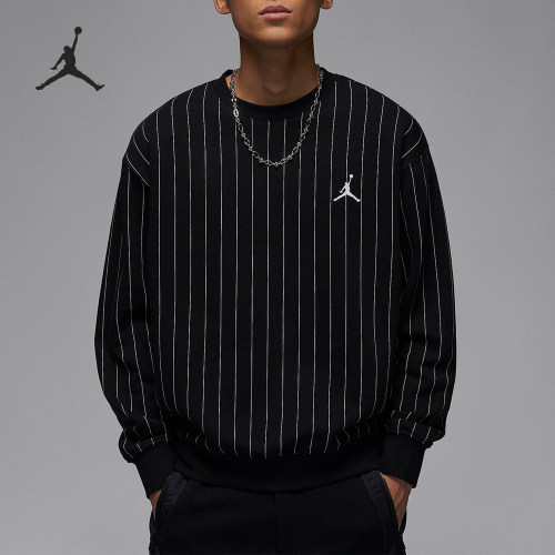 Nike/耐克正品JORDAN男士条纹加绒运动圆领休闲套头衫FN6355