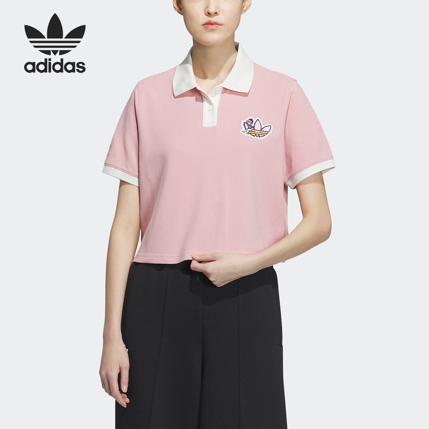 Adidas/阿迪达斯正品三叶草女子休闲运动短袖POLO衫IP1778