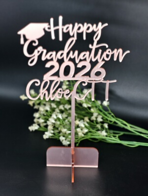定制名字亚克力2026毕业季蛋糕装饰插牌happygraduation鲜花插牌