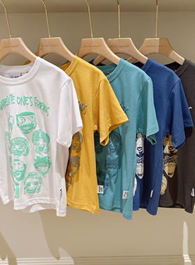 包邮120-140日系潮童棉涤混纺（35棉）多色卡通短袖T恤