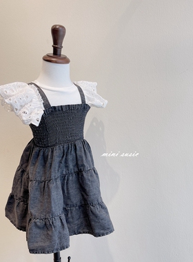 1-9女童白色洞洞镂空荷叶边纯棉T恤