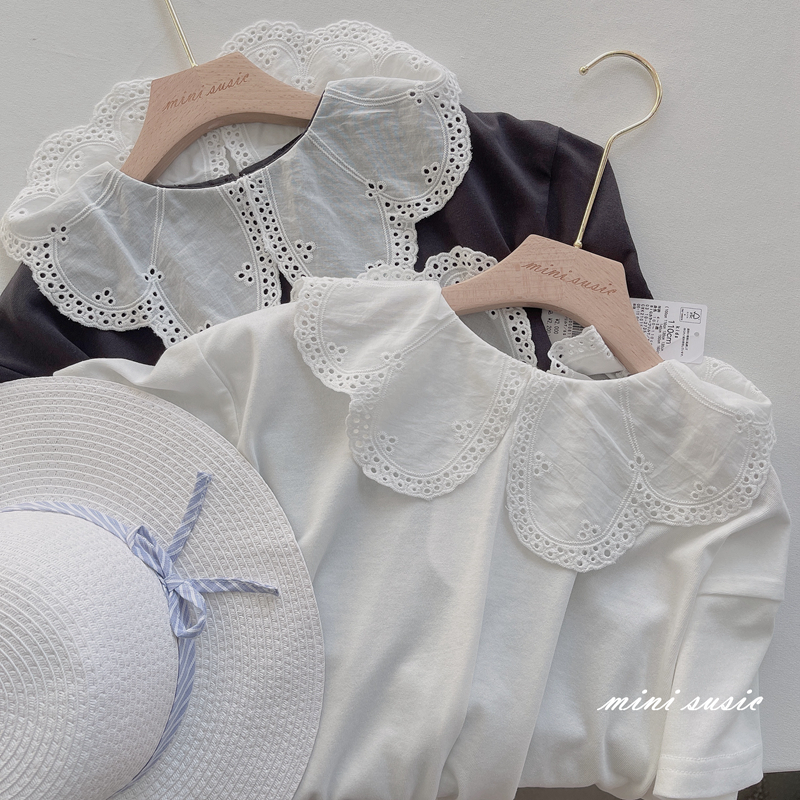 110日系女童刺绣翻领薄款短袖