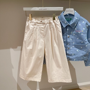 110 155韩系高端女童爱心口袋松紧腰直筒裤