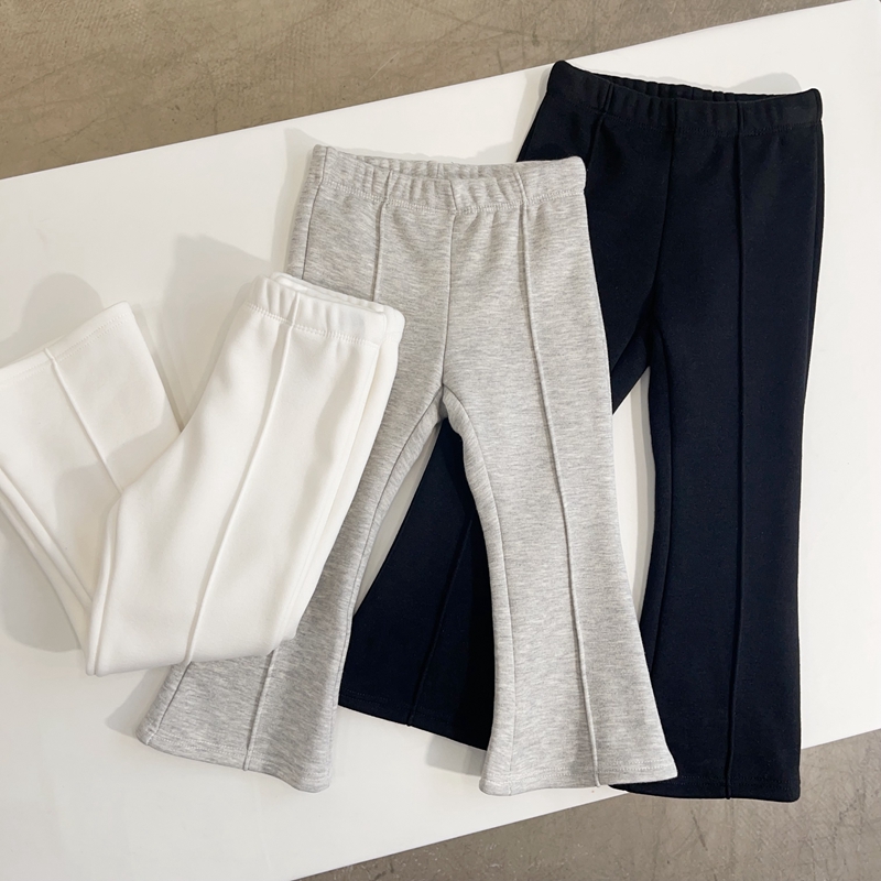 100-150韩系女童三色加绒内里松紧腰喇叭裤