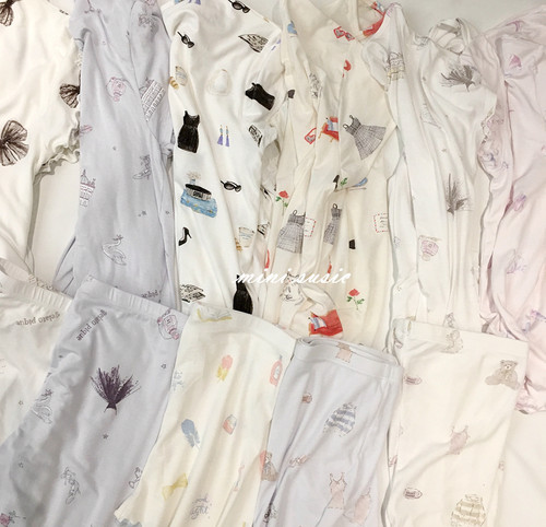 日系垂感法式印花分开拍家居服