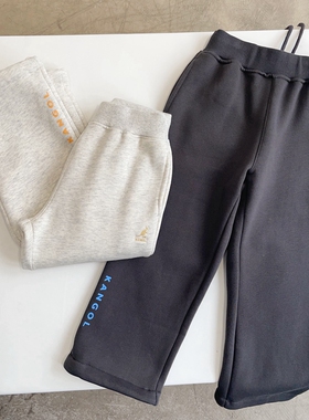 110-155韩系男女童两色绒内里刺绣口袋可收脚口长裤