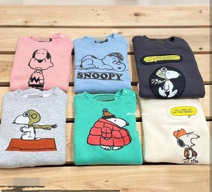 自留80 亲子款 150日系潮童M男女童毛圈棉卡通套头卫衣 包邮