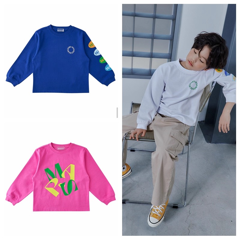 包邮自留120-160韩系男女童儿童三色卡通字母套头长袖T恤