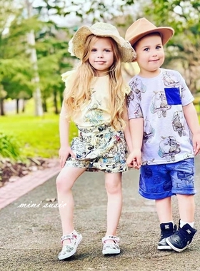 1-7男女童黄色精灵镂空小飞肩T恤