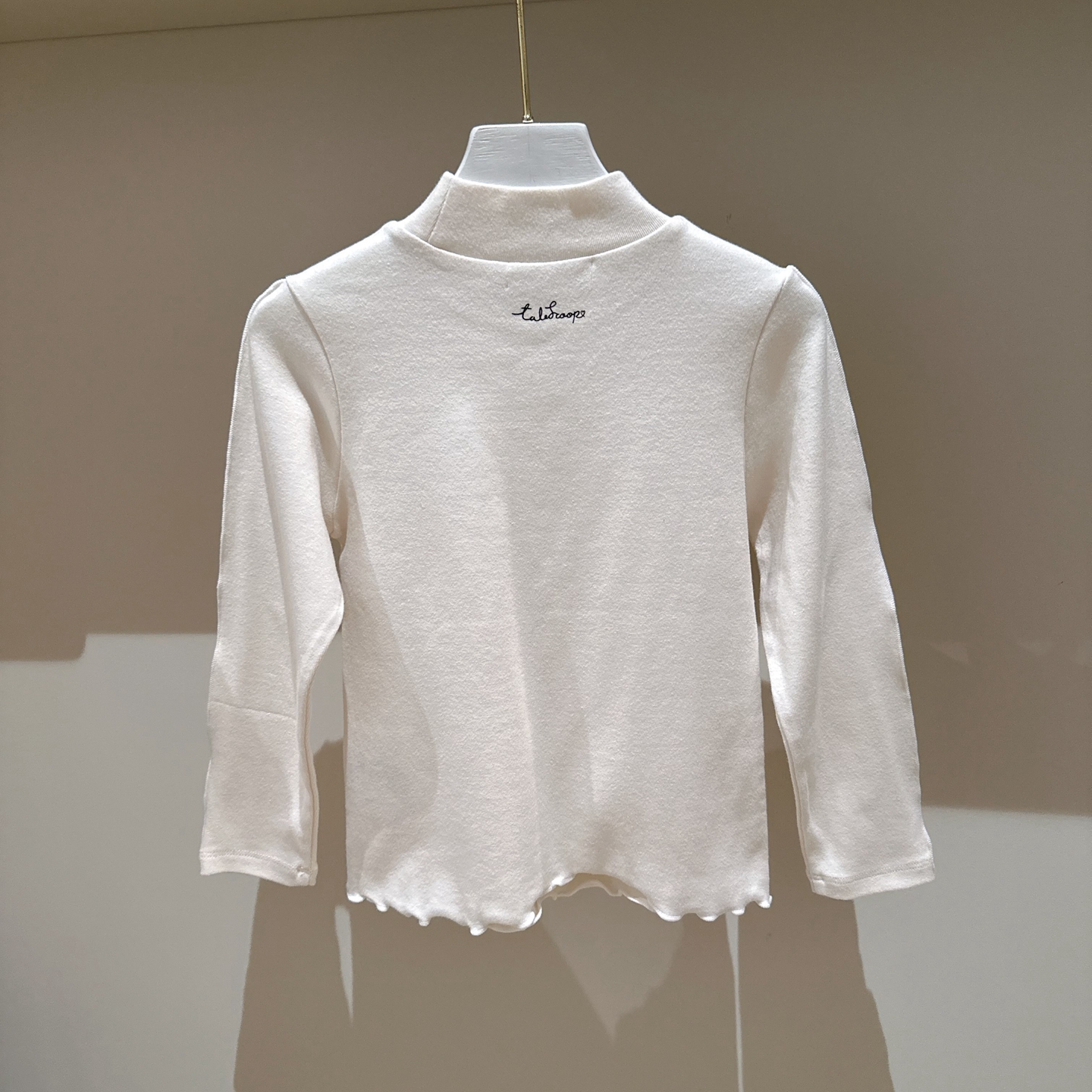 110-155韩系高端女童木耳边衣摆半高领弹力打底衫