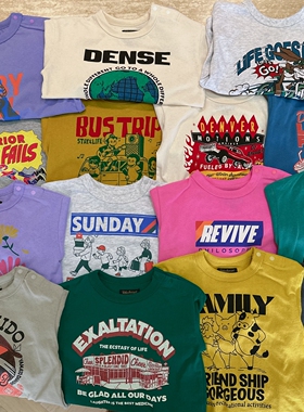 包邮80-150日系潮童马牌多色卡通印花长袖T恤