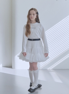 100-145韩系潮童RJ女童黑色字母套头长袖T恤