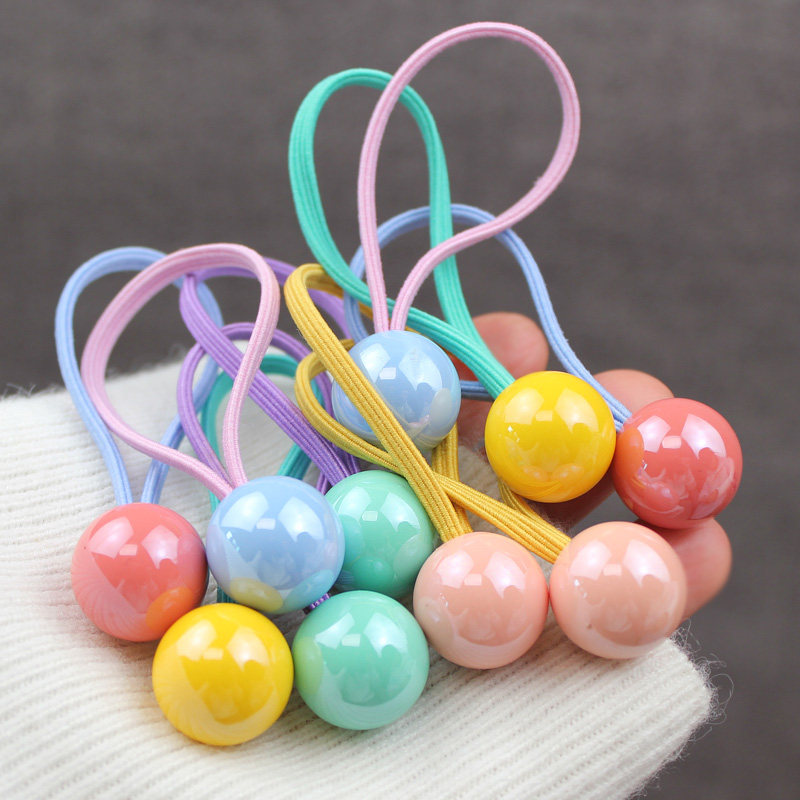 糖果色高弹力女童球球爱心套装宝宝扎头发饰儿童清新头绳马尾皮筋