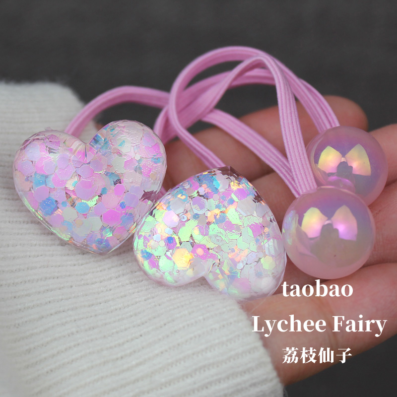 闪亮爱心小熊花朵发绳女孩大发圈儿童头绳丸子头马尾橡皮筋绕绕扎