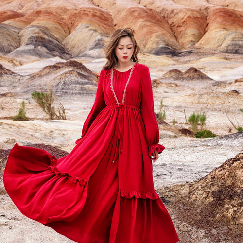 【宫佩Cocoa小苏】昭君出塞开衫民族风红色旅行拍照开衫外套连衣