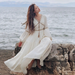 【宫佩Cocoa小苏】耶利亚女郎民族风旅游穿搭连衣裙女宽松大码裙