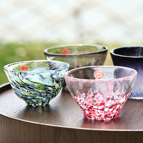 日本aderia津轻彩色手工玻璃酒杯