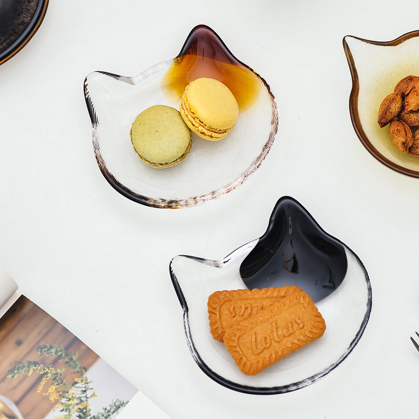 日本aderia石冢硝子猫咪玻璃豆皿