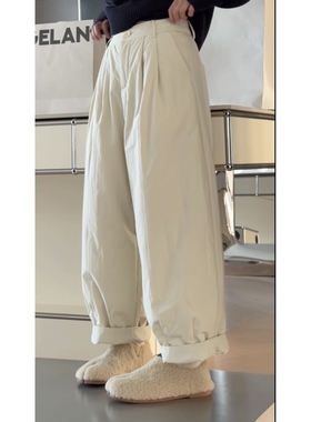 诗歌兰58771女装2025冬款时尚气质百搭宽松休闲松紧腰直筒裤女