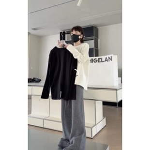 简约百搭香草色垫肩T恤磨毛开衩打底衫 58500诗歌兰女装 2015冬款