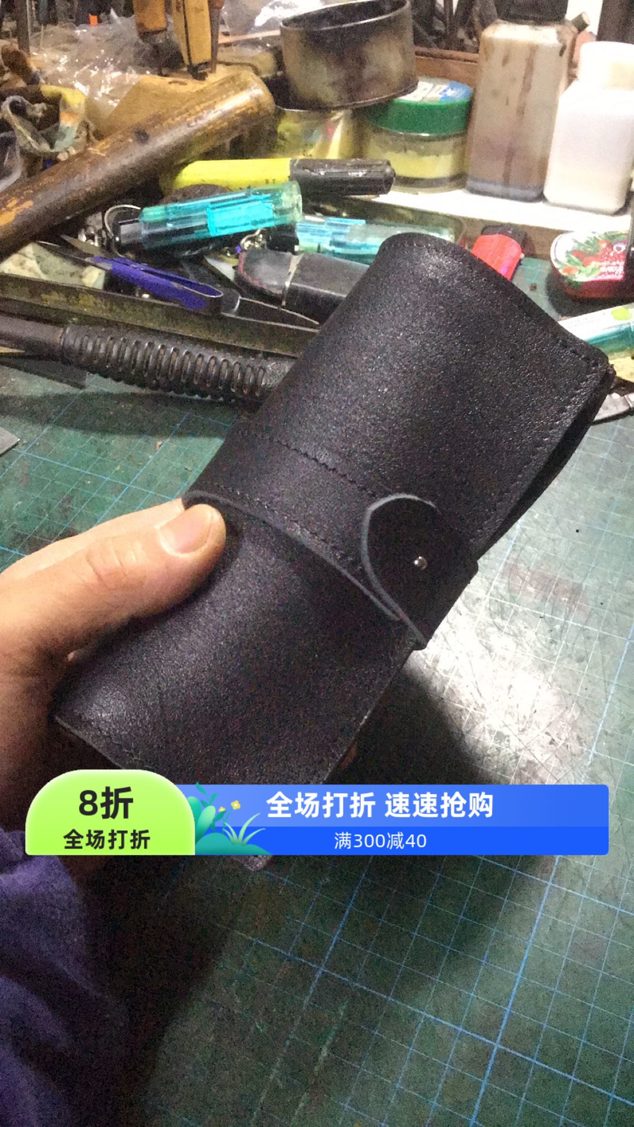 牛皮斗包真皮一斗包便携实用斗包斗架含铁盒黑色头层牛皮2毫米厚