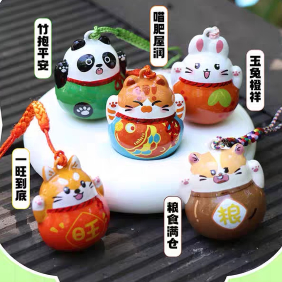 招财猫萌宠水音铃创意小挂件铃铛