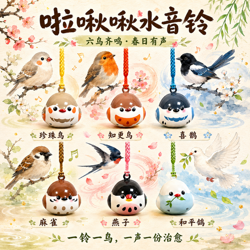 啦啾啾水音铃铛小挂件可爱卡通少女心钥匙扣手机背包饰品生日礼物
