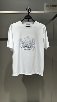 B1CNF2614 太平鸟男装2025夏季新款白色刺绣休闲百搭短袖T恤潮流