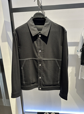 B1BCE3216 太平鸟男装2024秋季新款黑色商务翻领休闲百搭夹克外套