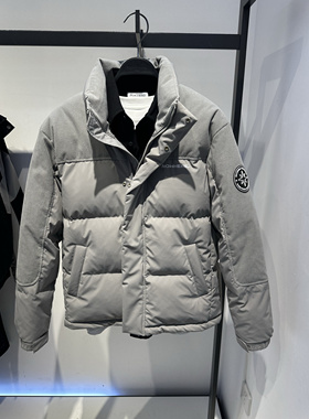 B2ACE4418 太平鸟男装冬季新款时尚休闲灰色拼接立领羽绒面包服潮