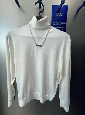 B1EGE4603 太平鸟男装2024冬季新款白色高领休闲修身百搭针织毛衣