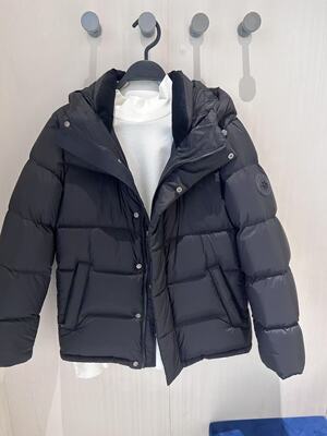 B1ACF4401 太平鸟男装2025年冬季新款立领连帽鹅绒保暖羽绒服外套