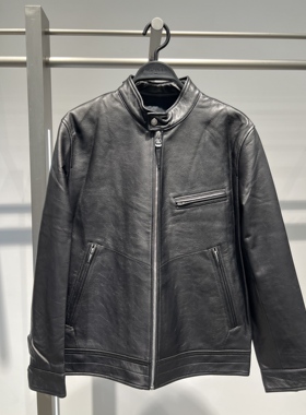 B1BDF4F06 太平鸟男装2025冬季新款黑色时尚防风保暖立领休闲皮衣