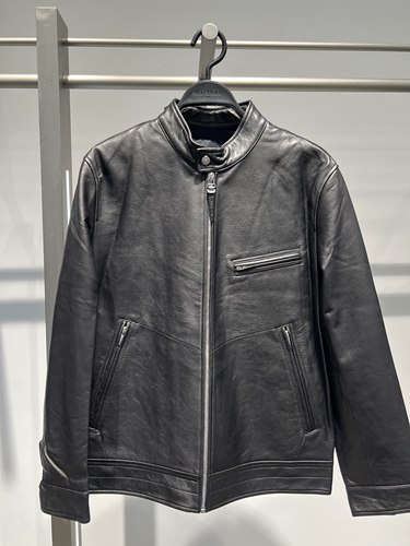 B1BDF4F06 太平鸟男装2025冬季新款黑色时尚防风保暖立领休闲皮衣