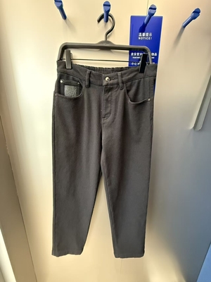 B1HAF4407 太平鸟男装2025年冬季新款松紧腰加绒宽松直筒牛仔长裤