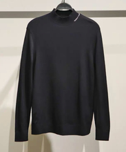 B1EBE4316 太平鸟男装2024冬季新款黑色休闲修身百搭半高领针织衫