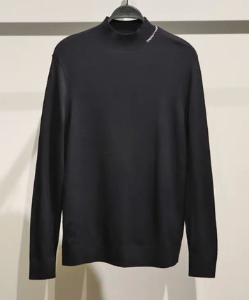 B1EBE4316 太平鸟男装2024冬季新款黑色休闲修身百搭半高领针织衫