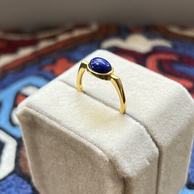 青金石戒指925银镀金镶嵌时尚百搭气质指环个性设计活圈戒指孤品