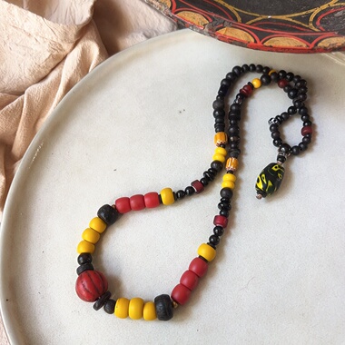 【部落】民族风配色尼泊尔手工琉璃毛衣链原创大颗粒珠串项链孤品