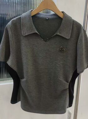 36650欧洲站夏新款液态棉翻领女装短袖T恤打底衫POLO时尚百搭显瘦